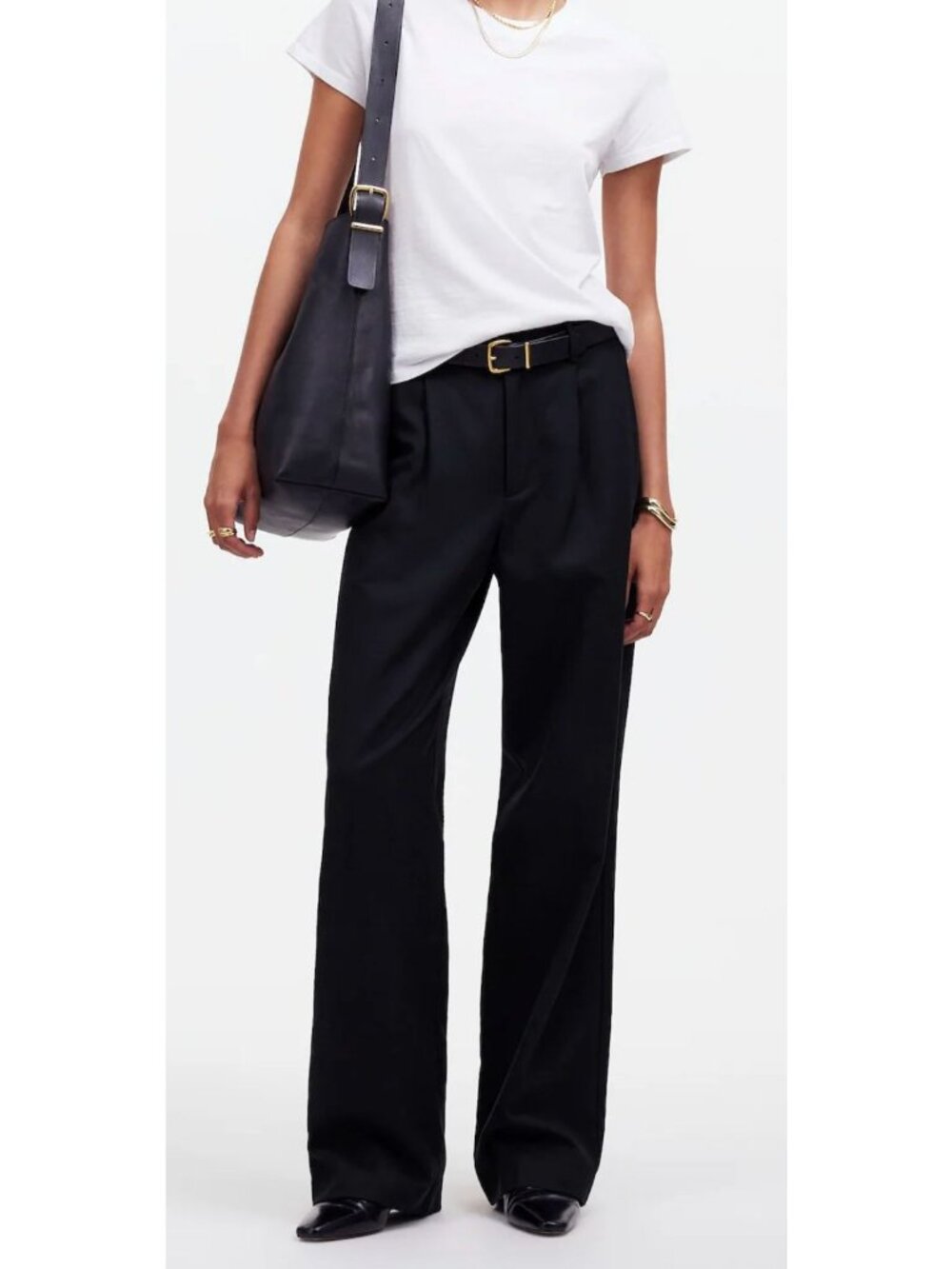 NWT Madewell Slouchy Straight Pants in Drapey Twill Black-sz 12 Petite